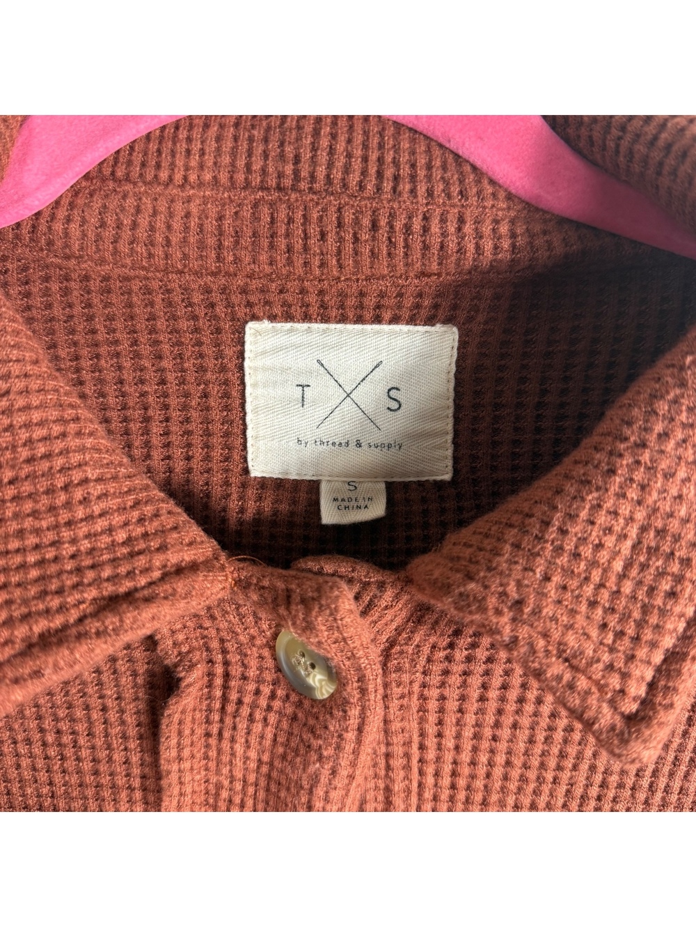 Thread & Supply Waffle Rust Shacket | small - Picture 3 of 4